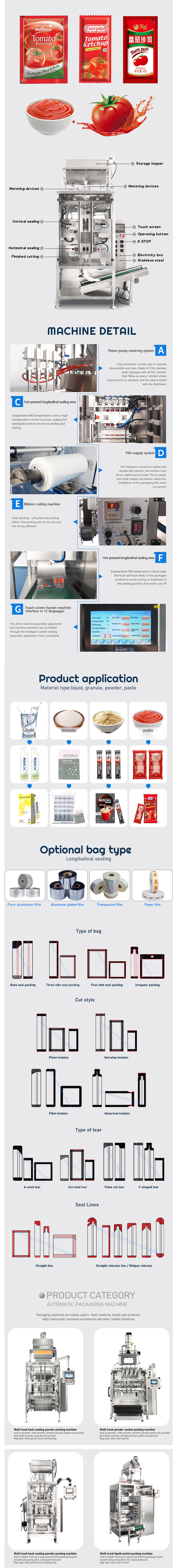 Shaped Bag Stick Sauce ketchup packet liquid packing machine ketchup Packing Machine tomato paste sachet packing machine