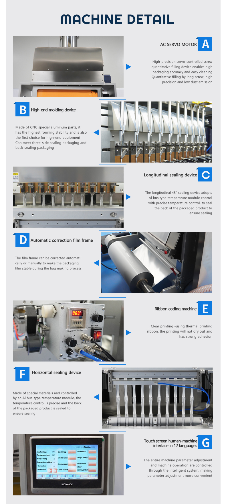 Automatic Back Sealing Stick Bag Packaging Machine Whey protein powder packing Machine Cocoa Matcha powder Packing Machine