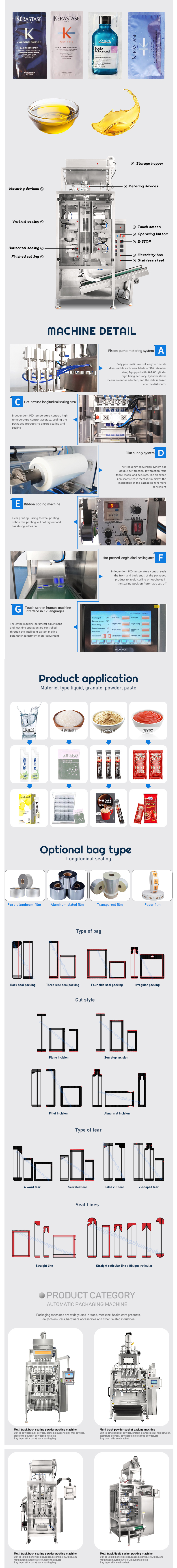 multi lane Liquid 4 Side Seal Irregular Drink Gel Sachet Packing Machine Cosmetic Cream Sachet Packing Machine