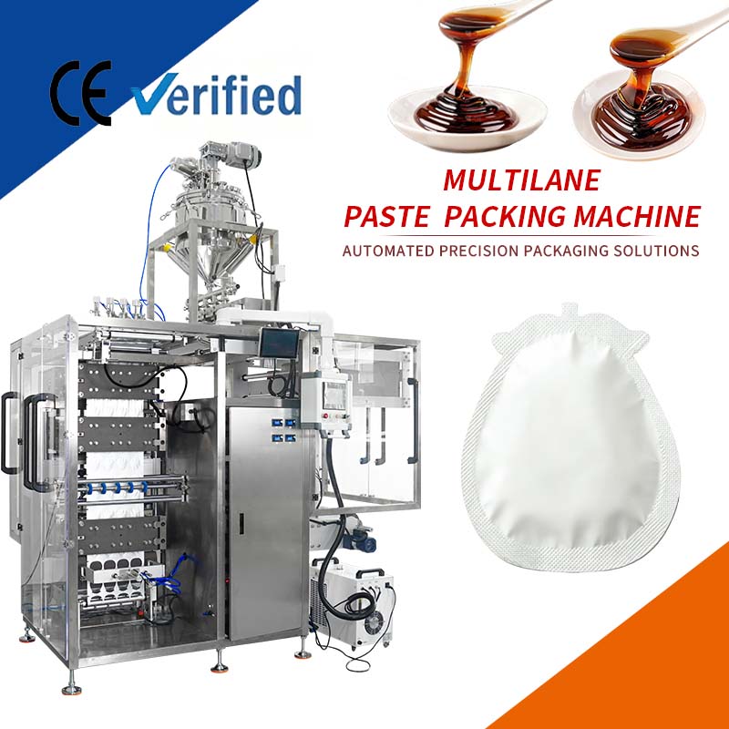 Automatic 4 Lane Irregular Shaped Pouch Paste Syrup Liquid Sachet Packaging Machine