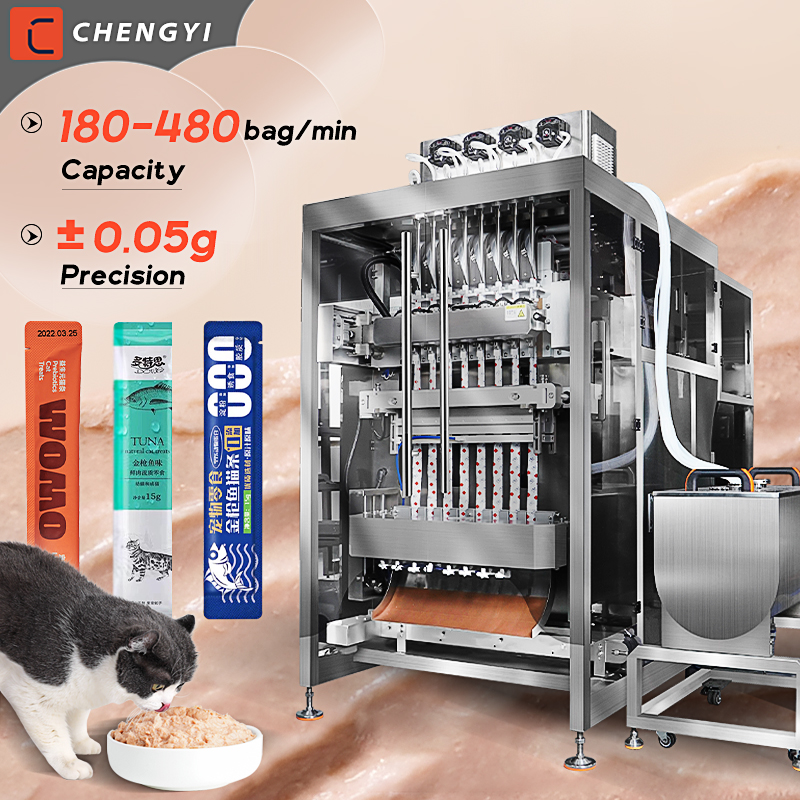Full-automatic Custom Bag Type Packaging Machine Sample Sachet Wet Pet Food Cat Liquid Strip Packing Machine